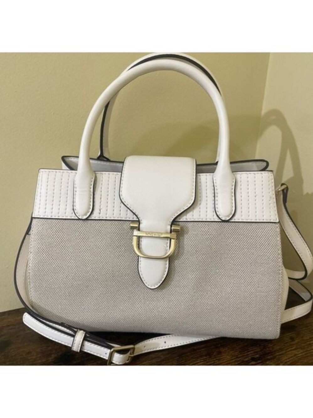 Nine West Colorblock Satchel Top Handle Bag Zip Detachable Strap Crossbody bag